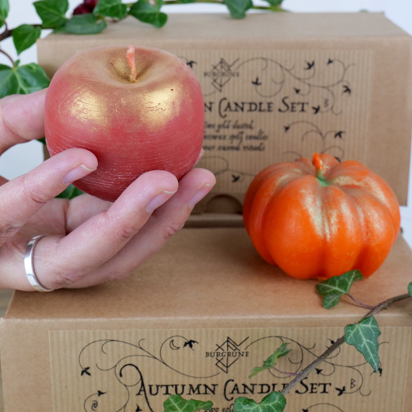 Autumn-Fall Candle Set • Apple & Pumpkin