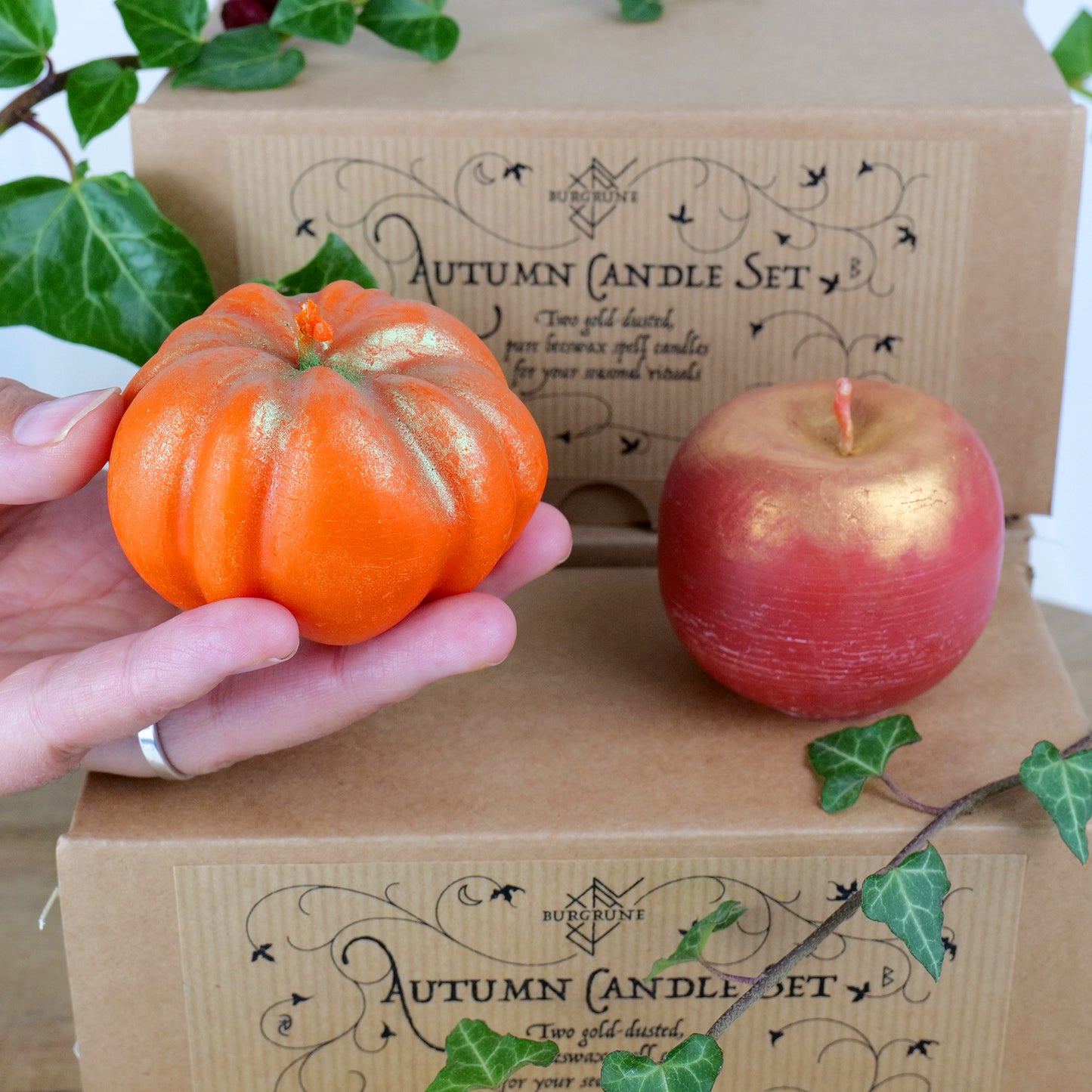 Autumn-Fall Candle Set • Apple & Pumpkin