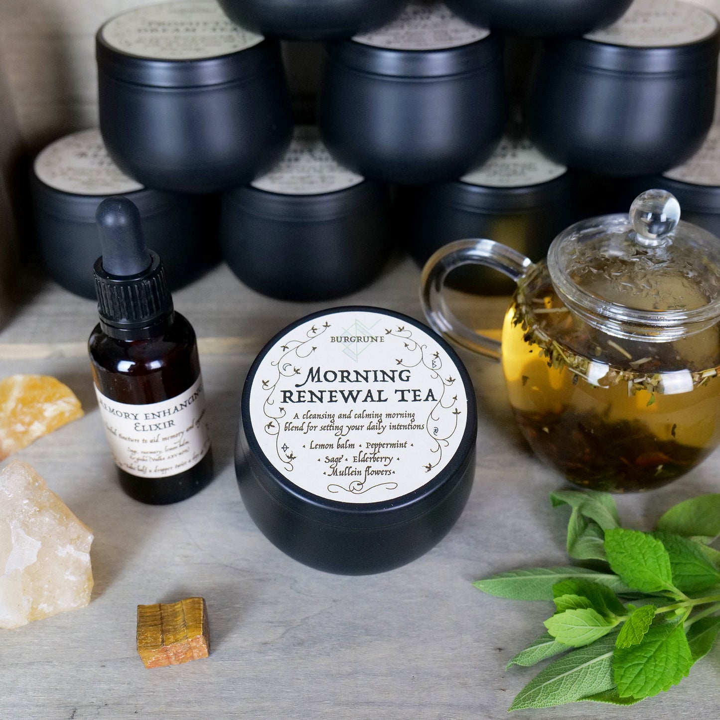 Memory Enhancing • elixir set • invigorated mind • sage lemon balm • tea and tincture • herbal blend