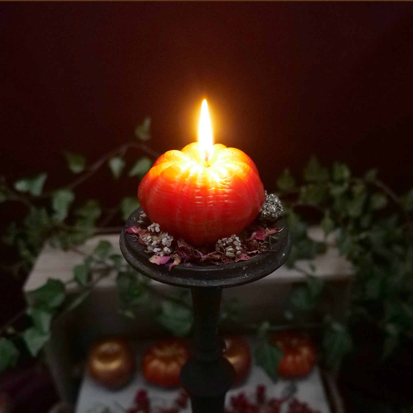 Autumn-Fall Candle Set • beeswax apple and pumpkin