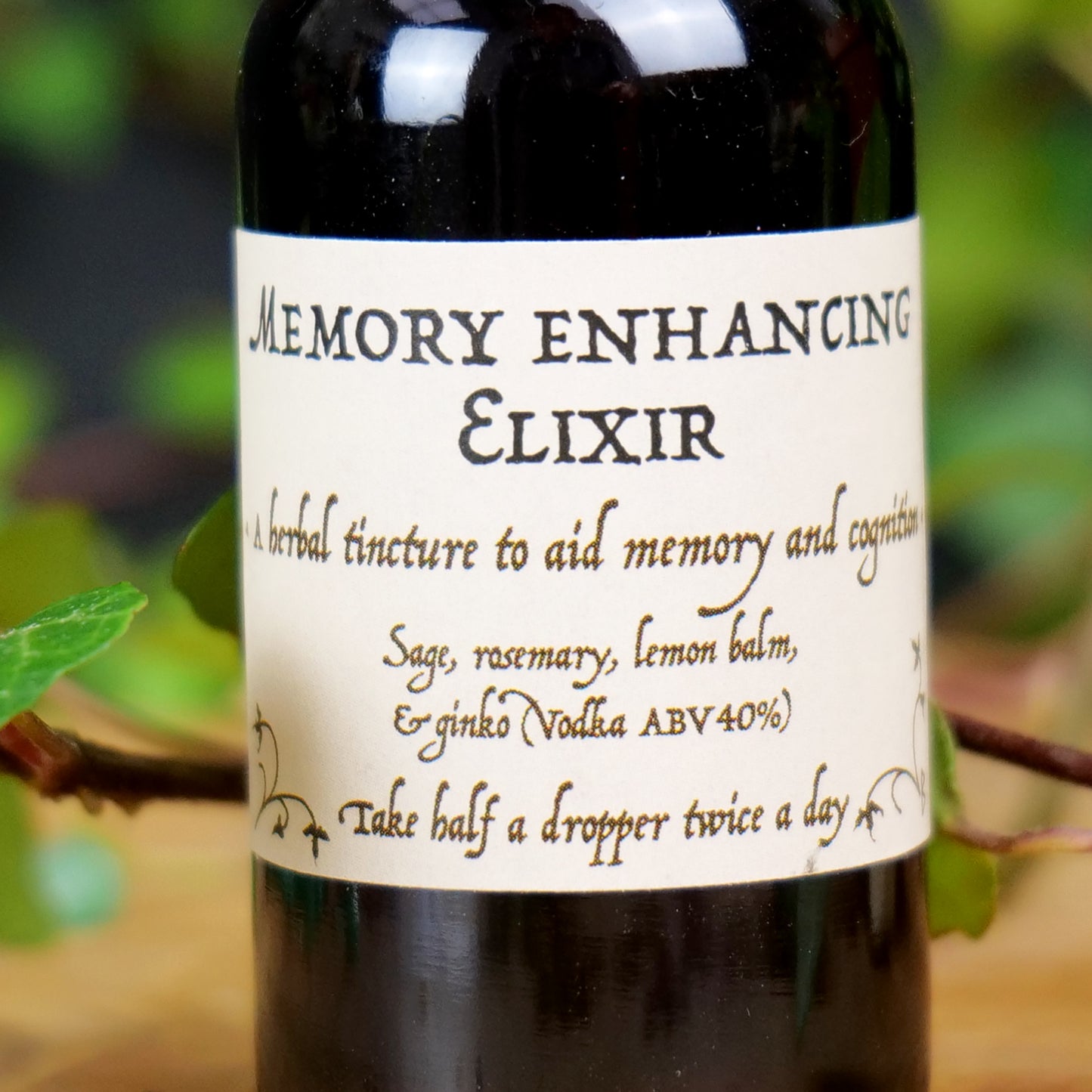 Memory Enhancing Elixir • sharp mind and memory • sage lemon balm • herbal tincture blend