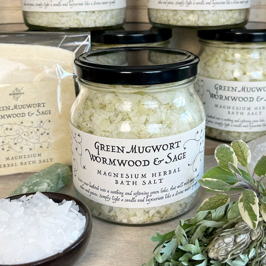 500g Magnesium Bath Salt • Green Mugwort, Wormwood and Sage