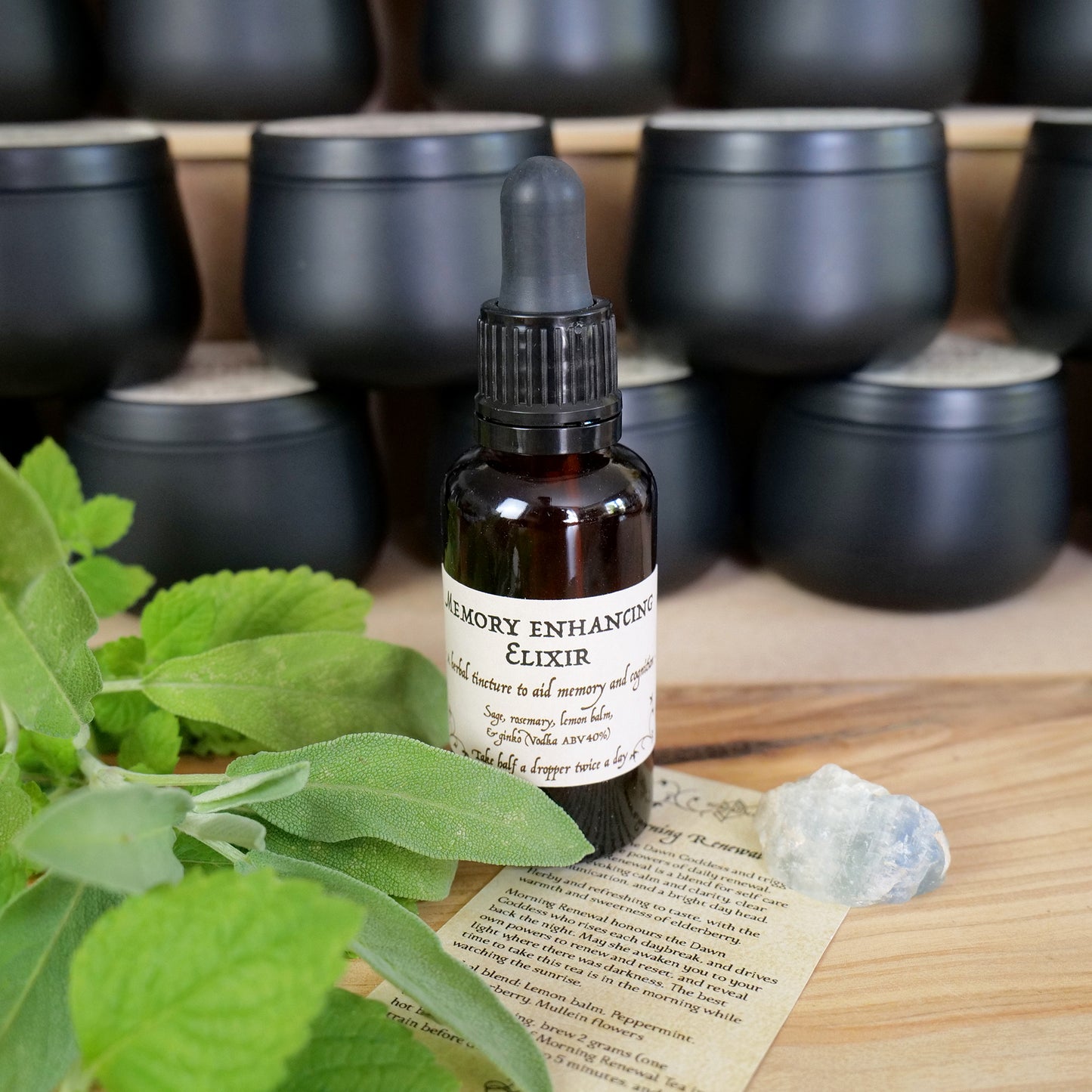 Memory Enhancing • elixir set • invigorated mind • sage lemon balm • tea and tincture • herbal blend