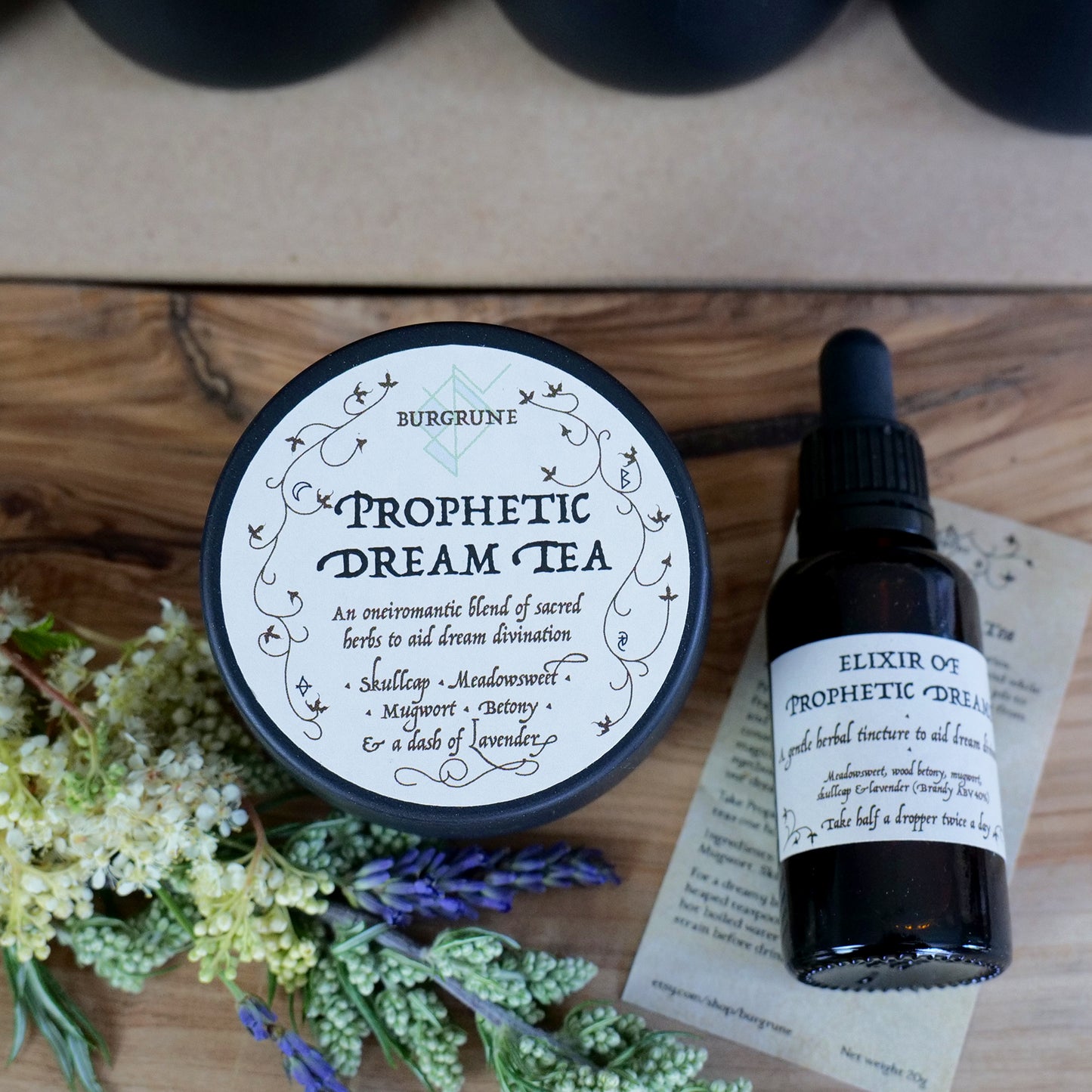 Prophetic Dreams • elixir Set • dream work • mugwort lavender • tea and tincture • herbal blends