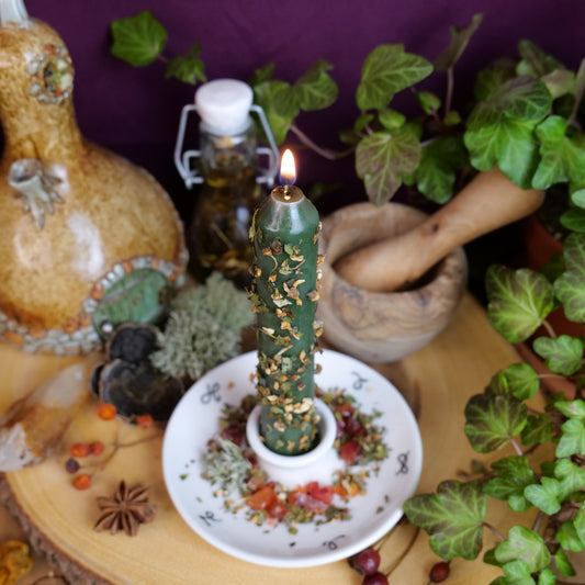 Goblin Green Pair of Spell Candles • Forest Magic