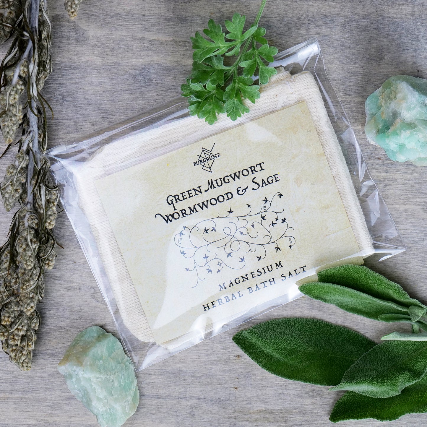 Magnesium Bath Salt • Green Mugwort, Wormwood and Sage