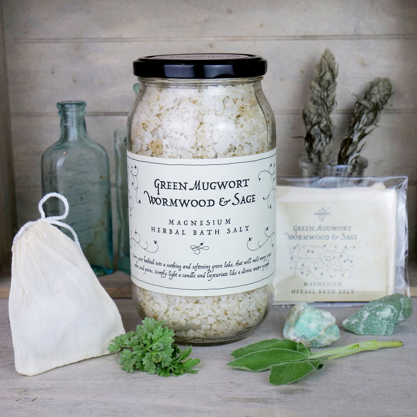 Magnesium Bath Salt • Green Mugwort, Wormwood and Sage